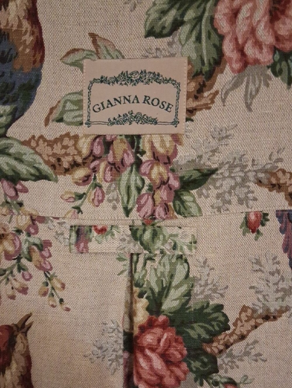Floral Button-Front Blazer Jacket in Beige with Pink & Green - Picture 4 of 6